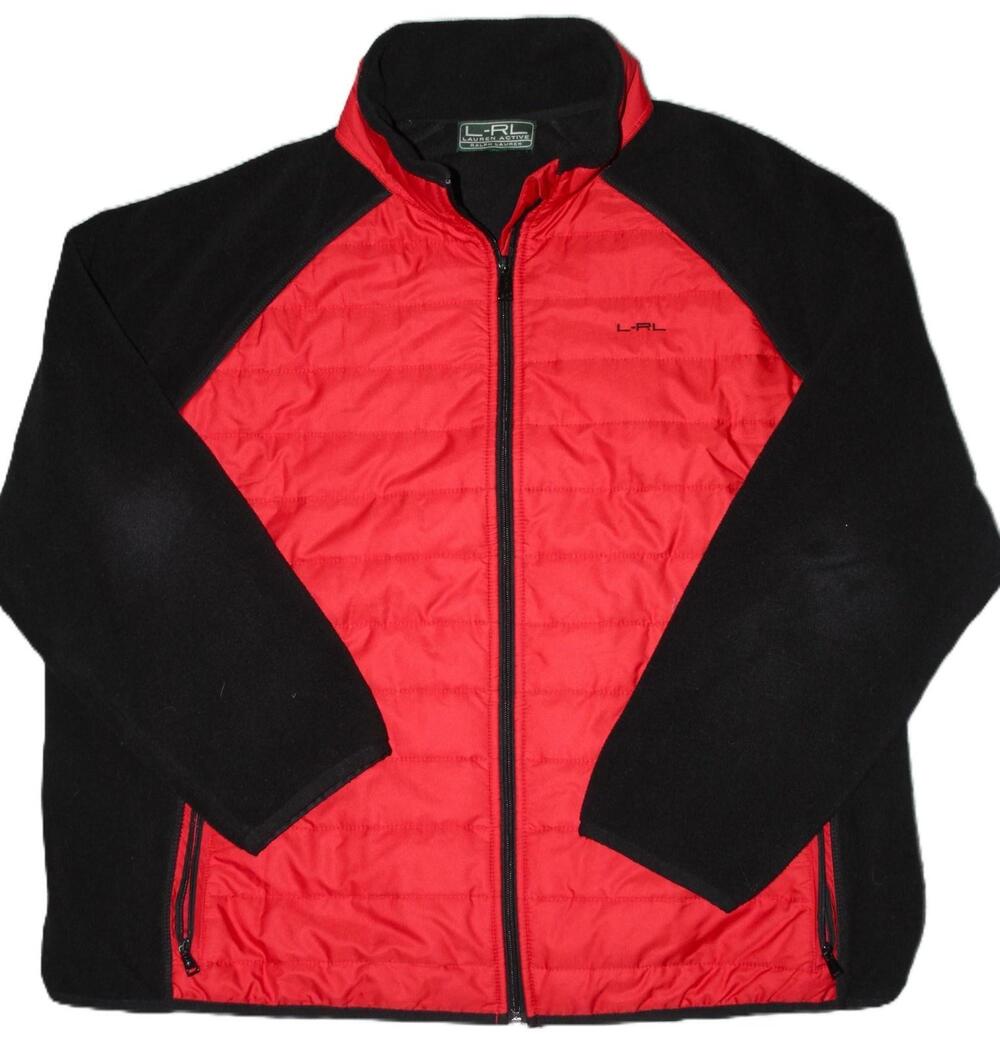 Lauren Ralph Lauren Jacket Womens Large Red Black Track Jacket Full Zip